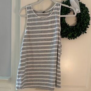 J. Crew Gray and White Striped Tank